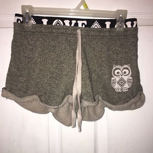 Olive combo•owl imprinted shorts
